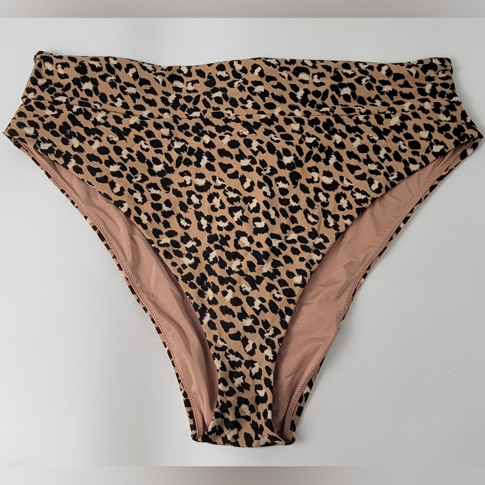 Cheeta Print High Rise Bathing Suit Bottoms